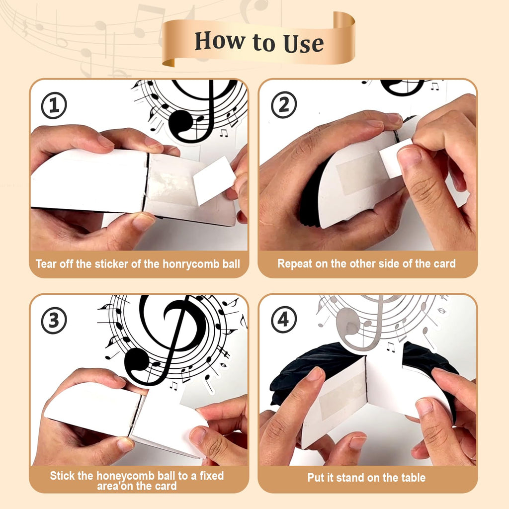 KINGZONE 12 Pack Music Notes Honeycomb Centerpieces - Musical Theme Party Table Decorations