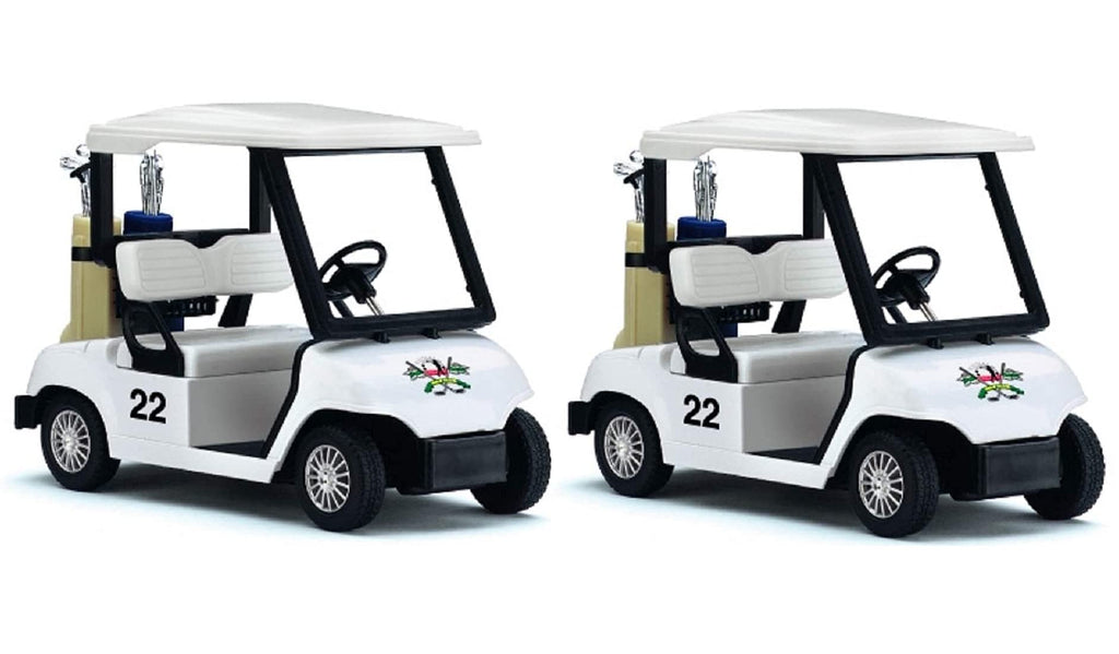 KinsFun 4.5-Inch Die Cast Golf Cart Toy with Pull Back Action – Set of 2 White Models