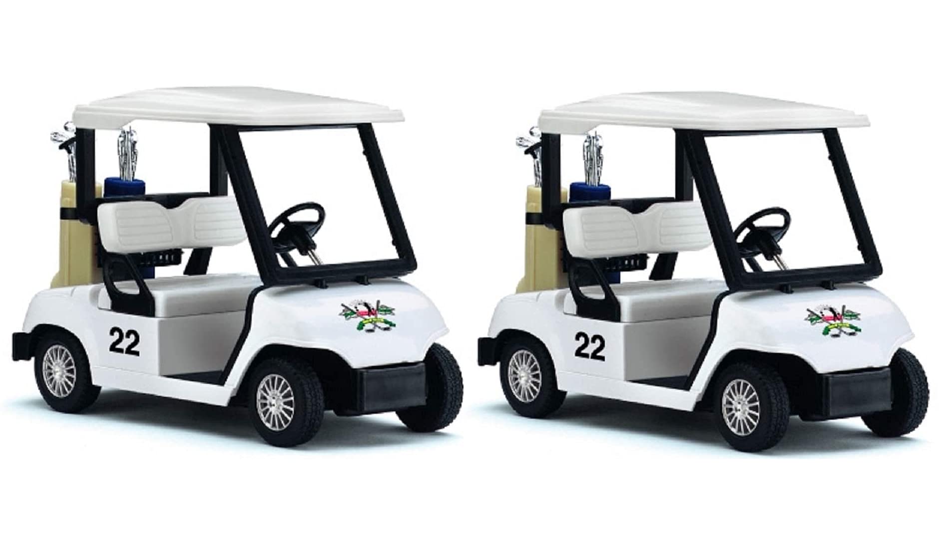 KinsFun 4.5-Inch Die Cast Golf Cart Toy with Pull Back Action – Set of 2 White Models