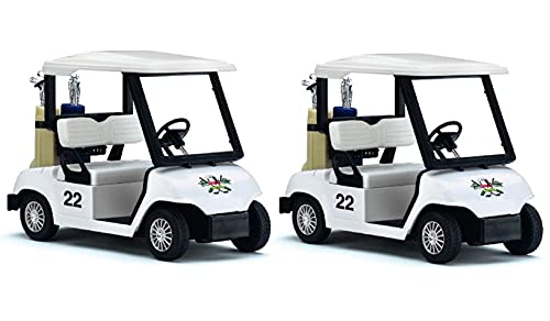 KinsFun 4.5-Inch Die Cast Golf Cart Toy with Pull Back Action – Set of 2 White Models