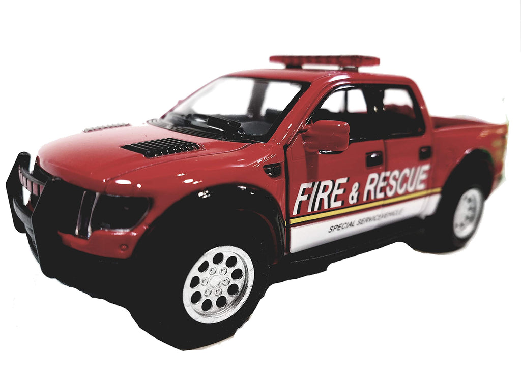 KiNSMART 2013 Ford F-150 SVT Raptor Supercrew 1:46 Die-Cast Model Truck (Rescue Fire Edition)