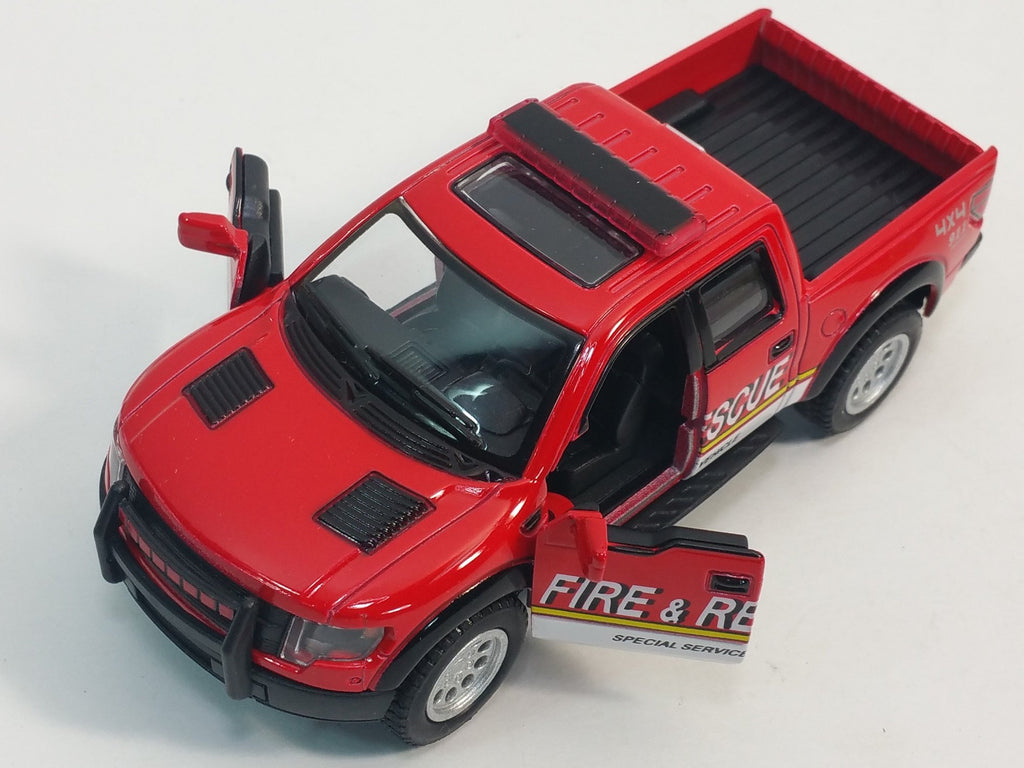 KiNSMART 2013 Ford F-150 SVT Raptor Supercrew 1:46 Die-Cast Model Truck (Rescue Fire Edition)