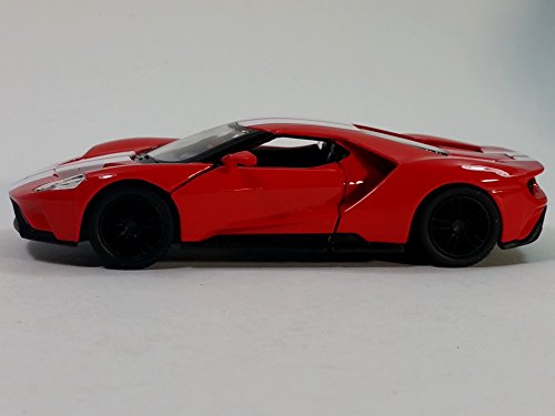 KiNSMART 2017 Ford GT 1:38 Scale Die-Cast Model – Red Race with Stripes, 5" Pull-Back Toy