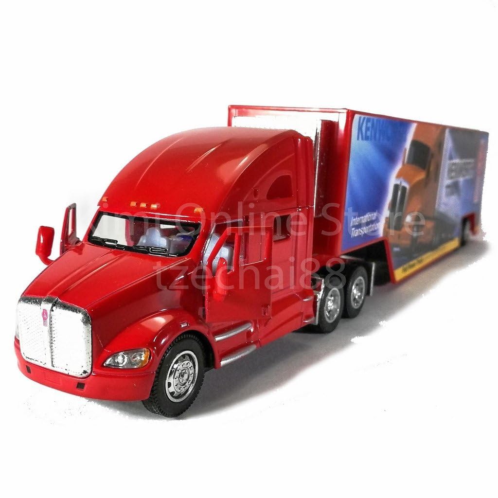 KiNSMART Kenworth T700 Container Truck – 1:68 Scale Die-Cast Metal Model with Pullback Action, Red Decals