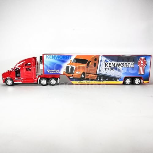 KiNSMART Kenworth T700 Container Truck – 1:68 Scale Die-Cast Metal Model with Pullback Action, Red Decals