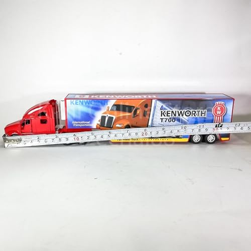 KiNSMART Kenworth T700 Container Truck – 1:68 Scale Die-Cast Metal Model with Pullback Action, Red Decals