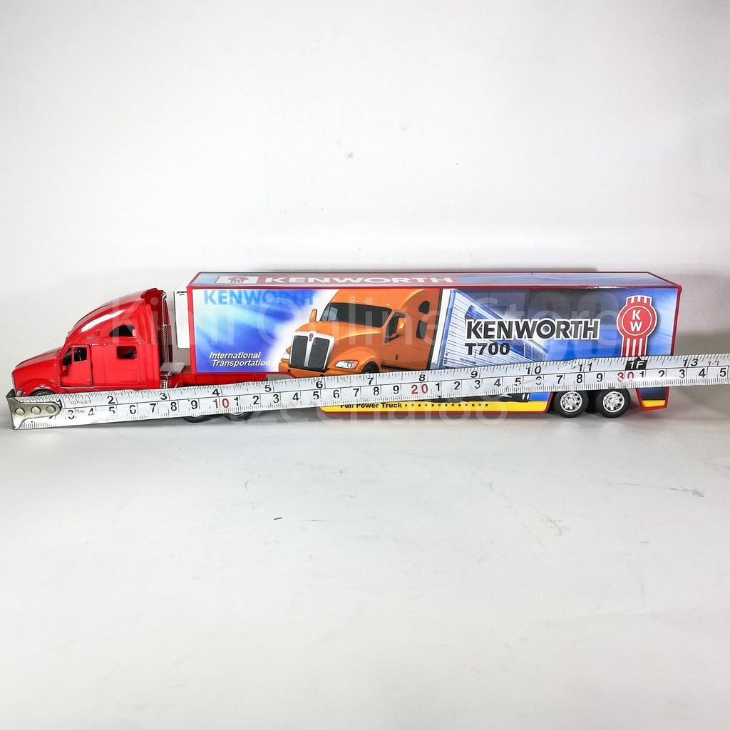 KiNSMART Kenworth T700 Container Truck – 1:68 Scale Die-Cast Metal Model with Pullback Action, Red Decals