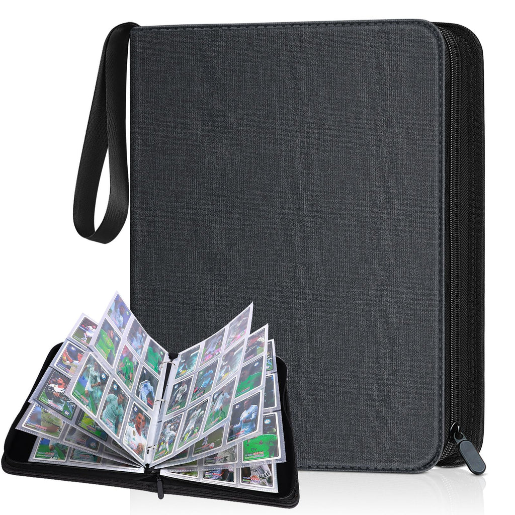 Kitoyz 900-Pocket Card Binder – Black PU Leather Album for Trading Cards, Sports Cards, and More