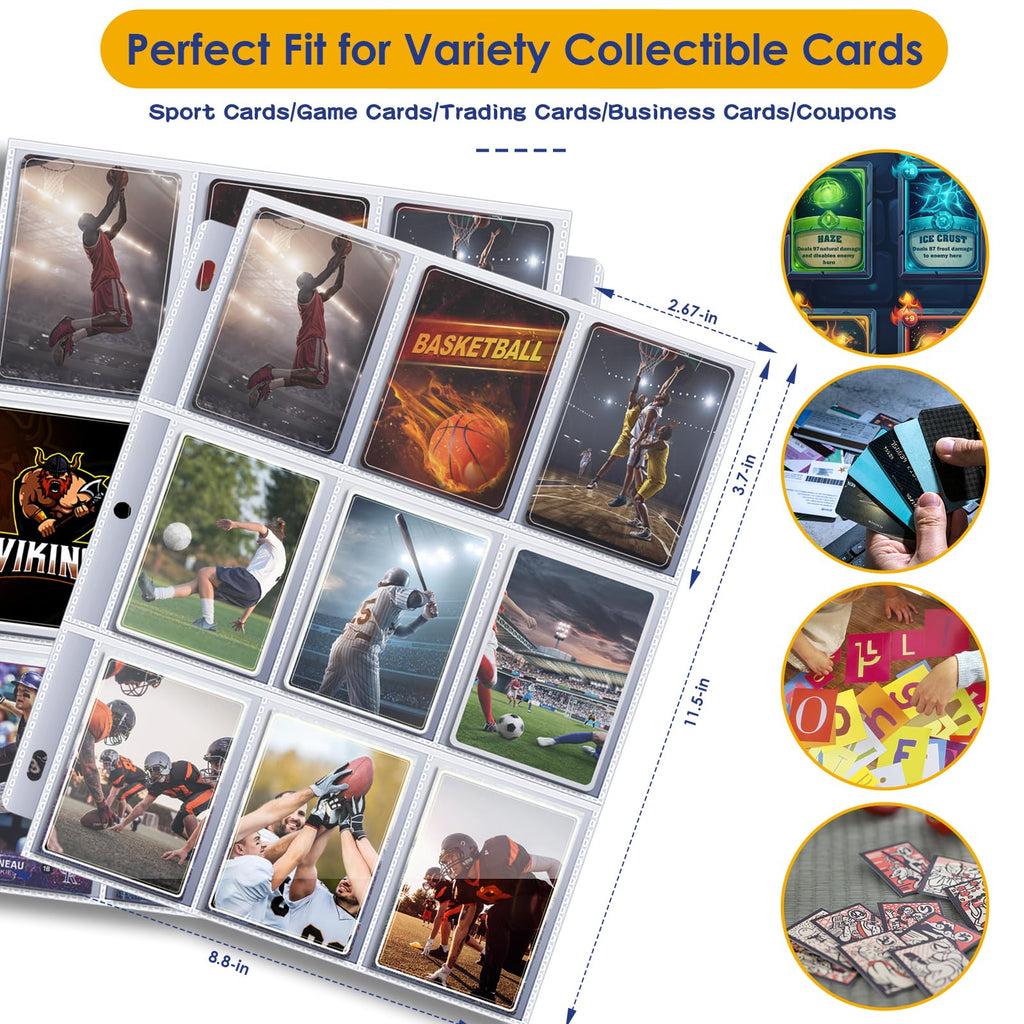 Kitoyz 900-Pocket Card Binder – Black PU Leather Album for Trading Cards, Sports Cards, and More