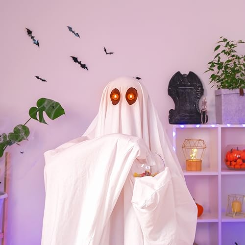 Kittmip 12-Pack Halloween LED Glowing Eyes for Masks - 6 Colors, 24-Inch Wires, Battery Operated