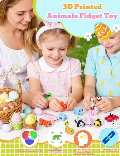 KittyCode 36PCS Mini 3D Printed Animal Figurines – Articulated Fidget Toys, Desk Pets for Stress Relief & Classroom Rewards