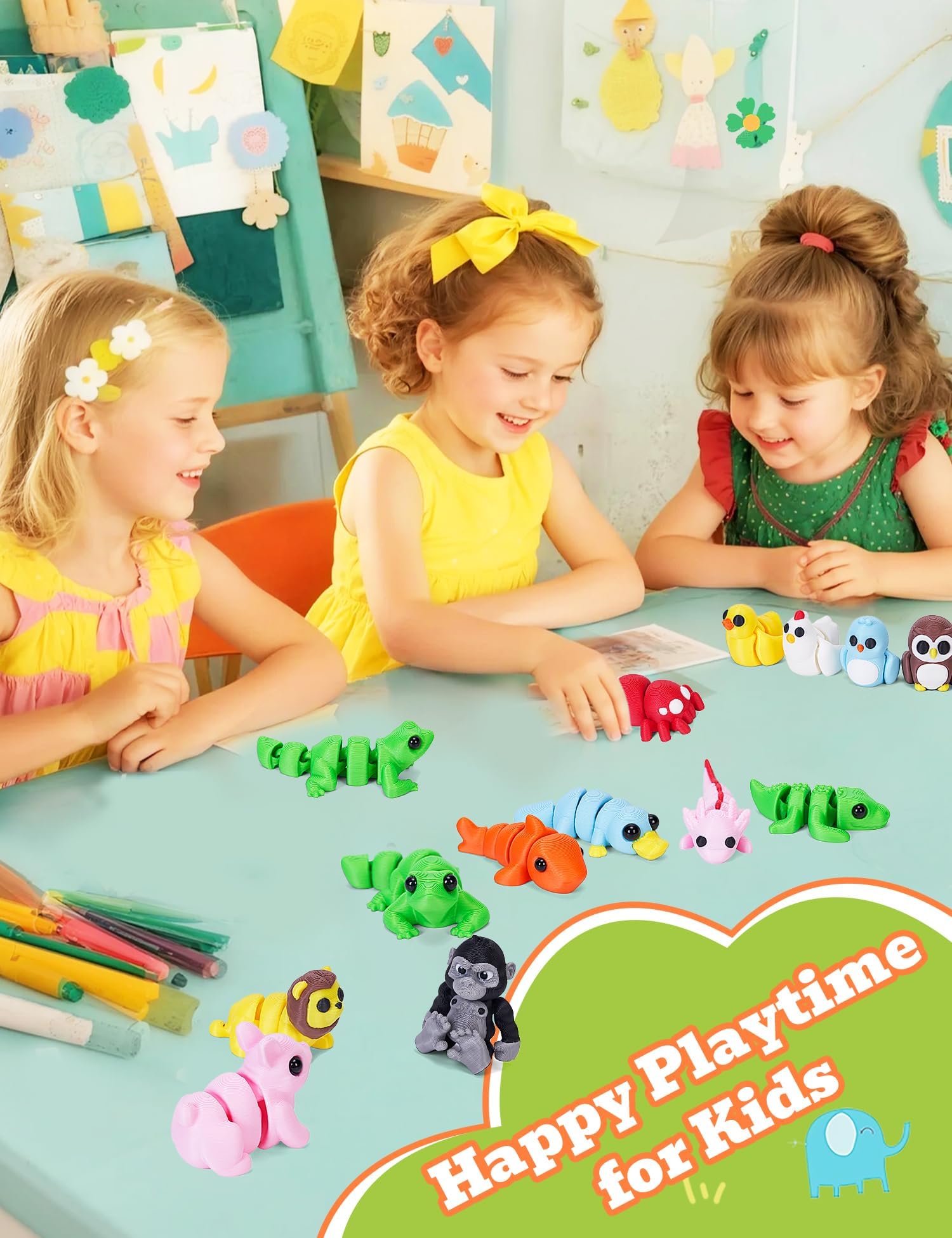 KittyCode 36PCS Mini 3D Printed Animal Figurines – Articulated Fidget Toys, Desk Pets for Stress Relief & Classroom Rewards