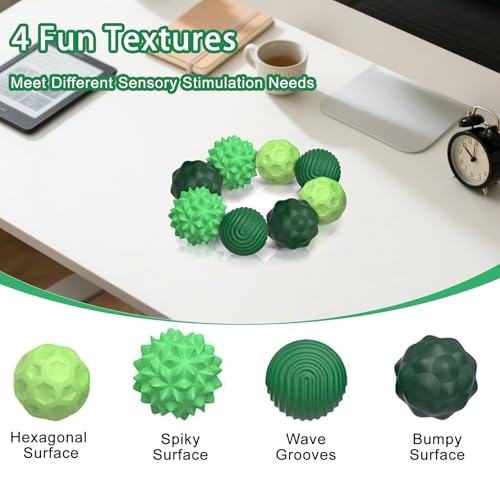 Kizcmvre 8-Pack Silicone Magnetic Fidget Balls – Silent Desk Toy for Stress and Anxiety Relief (Green)