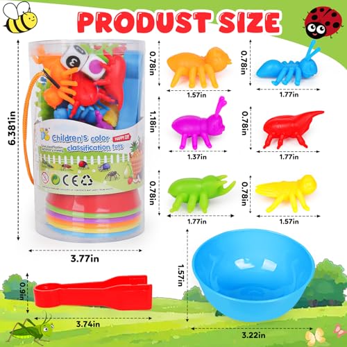 Kizh Counting Insects Matching Toy with Sorting Bowls and Dice – Montessori Preschool Learning Activity for Fine Motor Skills, Ages 3-5