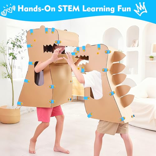 Kizmore 122-Piece Cardboard Construction Tool Set for Kids – Reusable Safe Tools, STEM Building Toys for Boys Girls Ages 5+