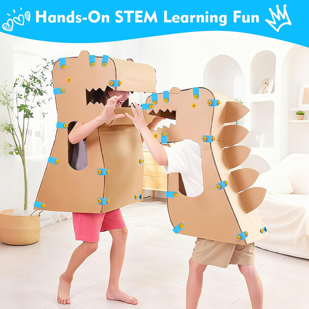 Kizmore 122-Piece Cardboard Construction Tool Set for Kids – Reusable Safe Tools, STEM Building Toys for Boys Girls Ages 5+