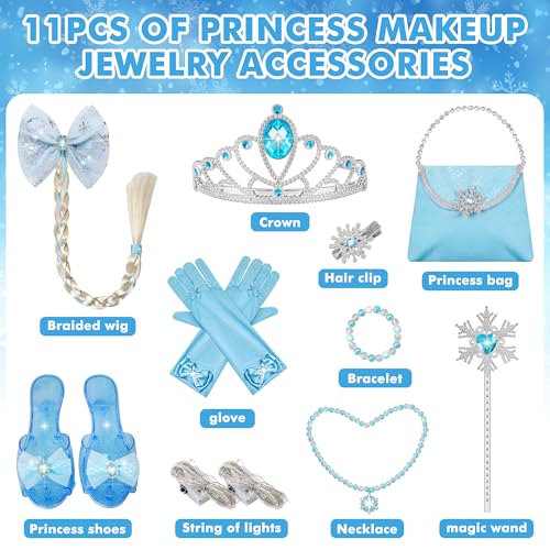KKONES Light-Up Princess Dress Set with Cape and Accessories for Girls Ages 3-8