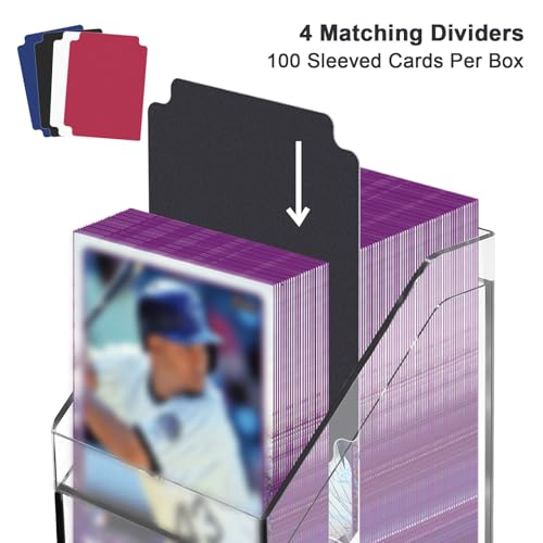 KKU 4-Pack Acrylic Trading Card Deck Cases – Holds 400+ Sleeved Cards (Black, White, Blue, Red)