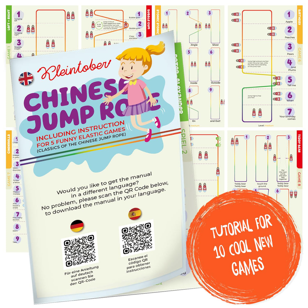 Kleintober Chinese Jump Rope – Elastic Polyester-Latex Rubber Twist for Kids (157.5")
