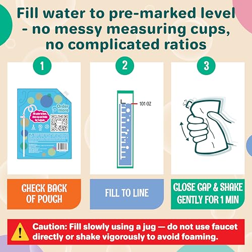 Klevly 101 oz Iridescent Bubble Solution Refill – Non-Toxic Concentrated Add-Water Formula