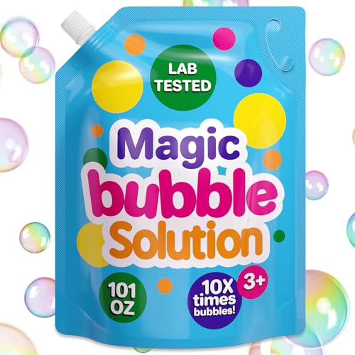 Klevly 101 oz Iridescent Bubble Solution Refill – Non-Toxic Concentrated Add-Water Formula