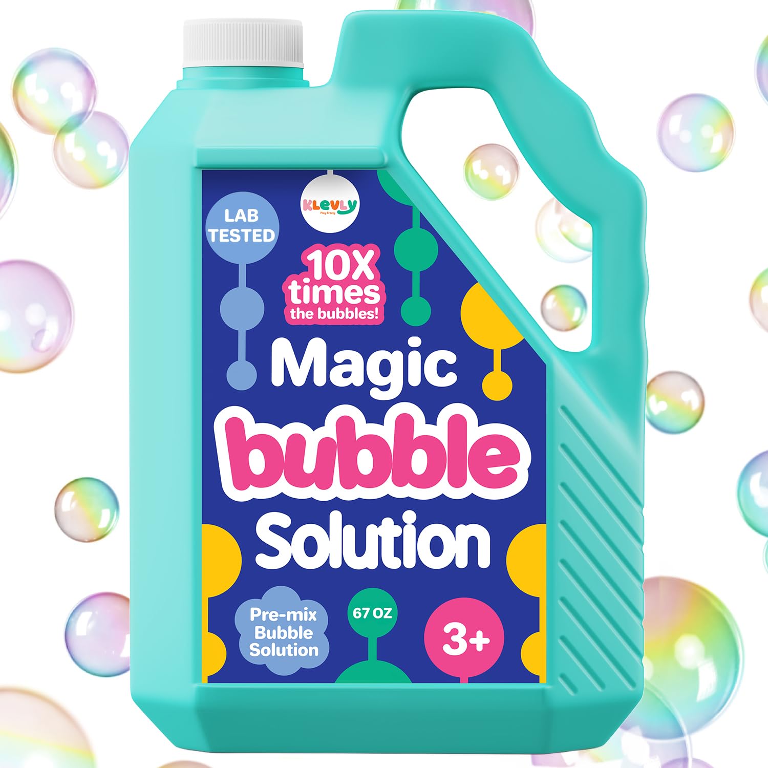Klevly 33 OZ Iridescent Bubble Solution Refill – Pre-Mixed, Non-Toxic, Works with All Bubble Toys