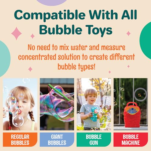 Klevly 33 OZ Iridescent Bubble Solution Refill – Pre-Mixed, Non-Toxic, Works with All Bubble Toys