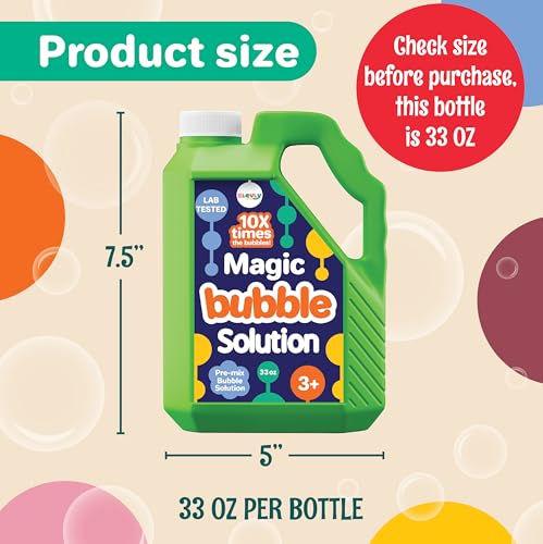 Klevly Iridescent Bubble Solution Refill – 33 oz, Non-Toxic, Pre-Mixed