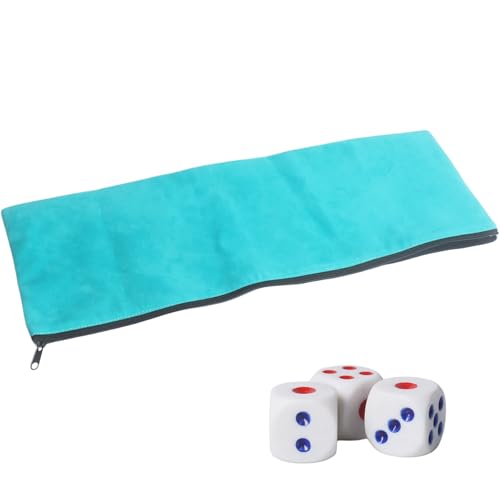 Klmnop Blue Velvet American Mahjong Tiles Bag with 3 Dice – Storage & Travel Case (Mahjong Not Included)