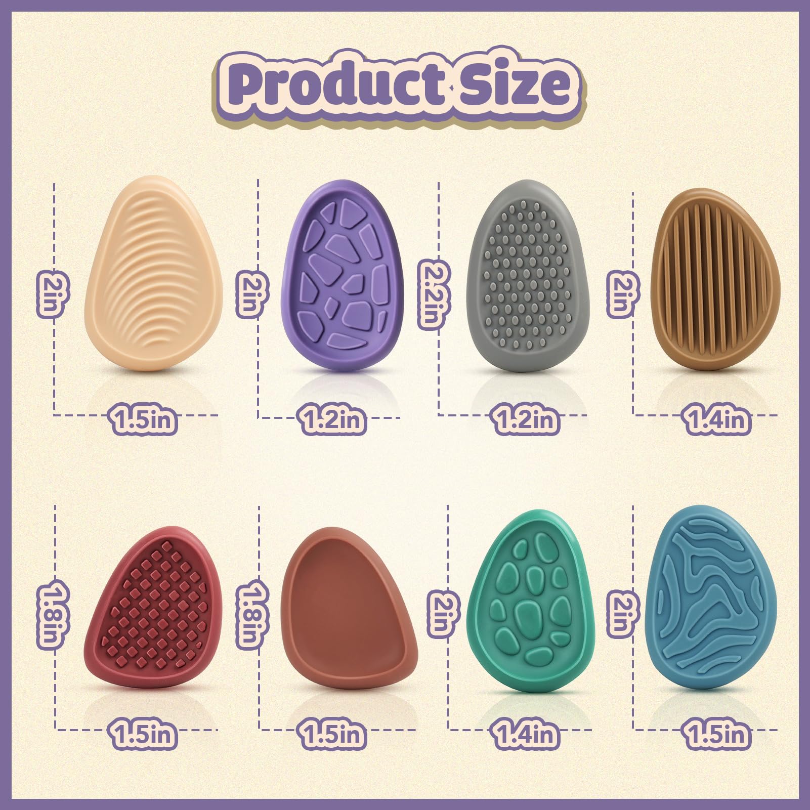 KLT 8-Pack Sensory Worry Stones – Quiet Fidget Toys for Stress Relief & Focus, Silicone Texture Stones for Adults and Kids