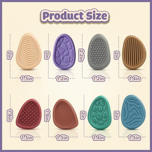 KLT 8-Pack Sensory Worry Stones – Quiet Fidget Toys for Stress Relief & Focus, Silicone Texture Stones for Adults and Kids