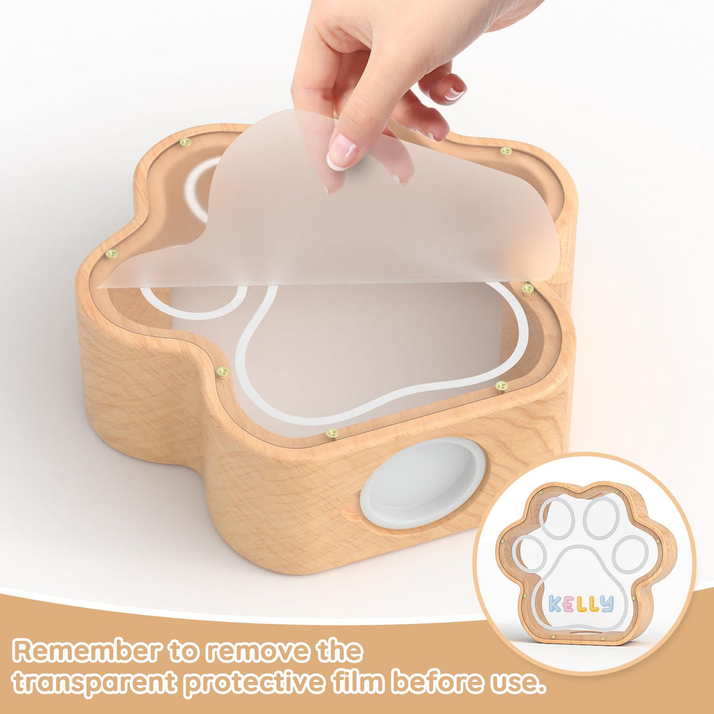 KMC Wooden Cat Paw Piggy Bank – 5-Inch Savings Tracker with Stickers for Toddlers