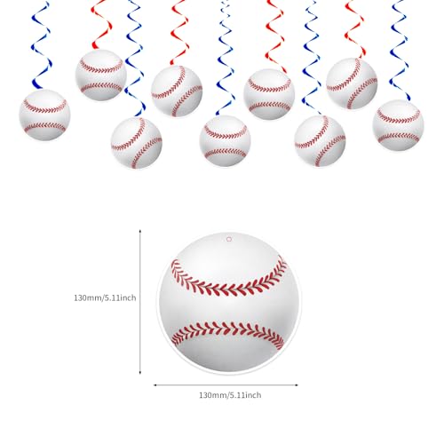 KMCCUMBER Baseball Birthday Party Decorations - Blue White Banner, Swirls & Table Decorations