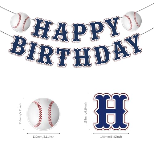 KMCCUMBER Baseball Birthday Party Decorations - Blue White Banner, Swirls & Table Decorations