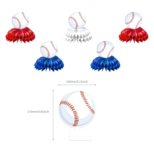 KMCCUMBER Baseball Birthday Party Decorations - Blue White Banner, Swirls & Table Decorations