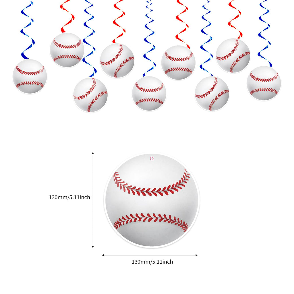 KMCCUMBER Baseball Birthday Party Decorations - Blue White Banner, Swirls & Table Decorations