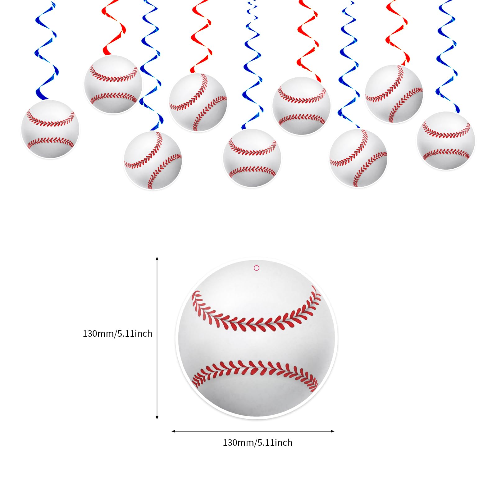 KMCCUMBER Baseball Birthday Party Decorations - Blue White Banner, Swirls & Table Decorations