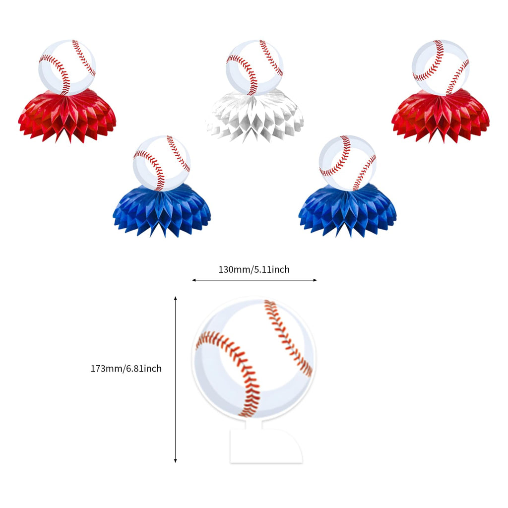 KMCCUMBER Baseball Birthday Party Decorations - Blue White Banner, Swirls & Table Decorations
