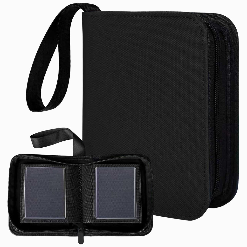 KMOPUYV 1-Pocket Toploader Binder – 40-Pocket Mini Trading Card Album for 3x4 Rigid Toploaders (Black)