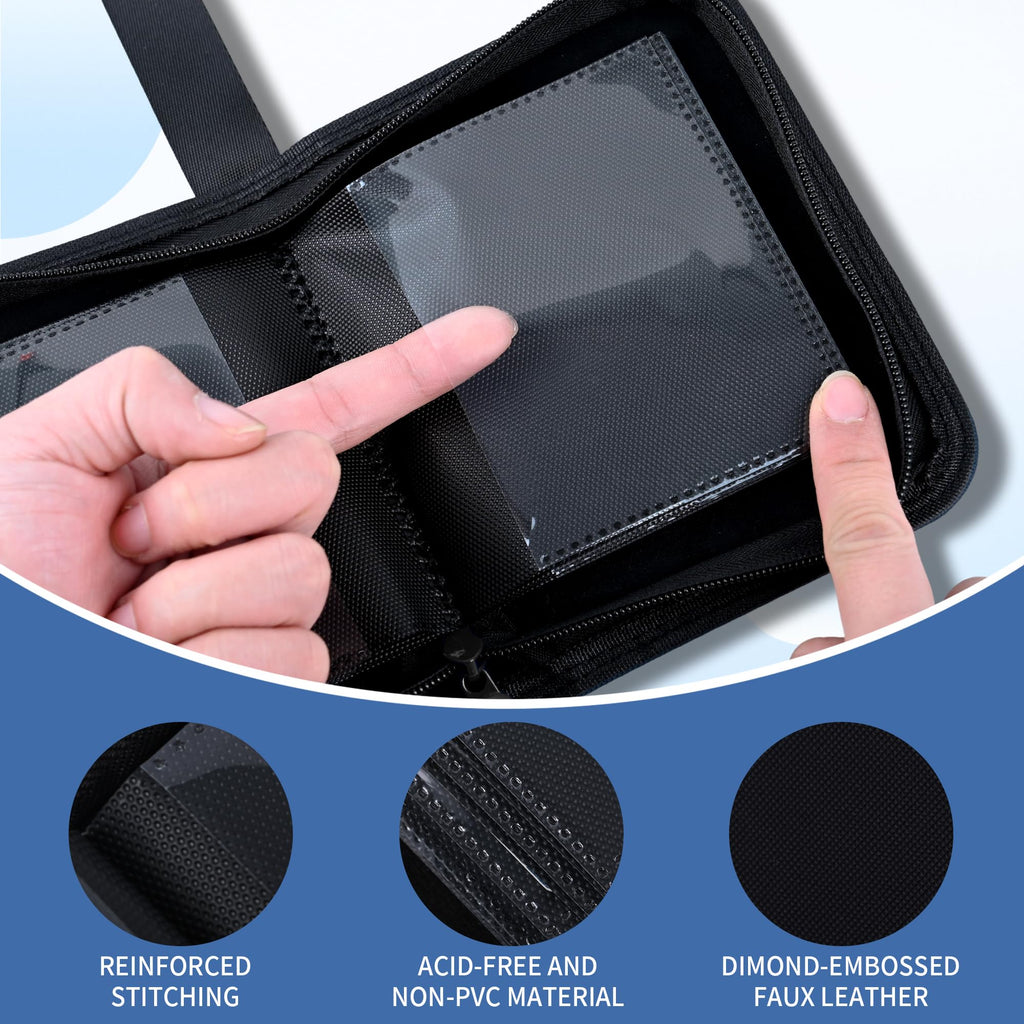 KMOPUYV 1-Pocket Toploader Binder – 40-Pocket Mini Trading Card Album for 3x4 Rigid Toploaders (Black)