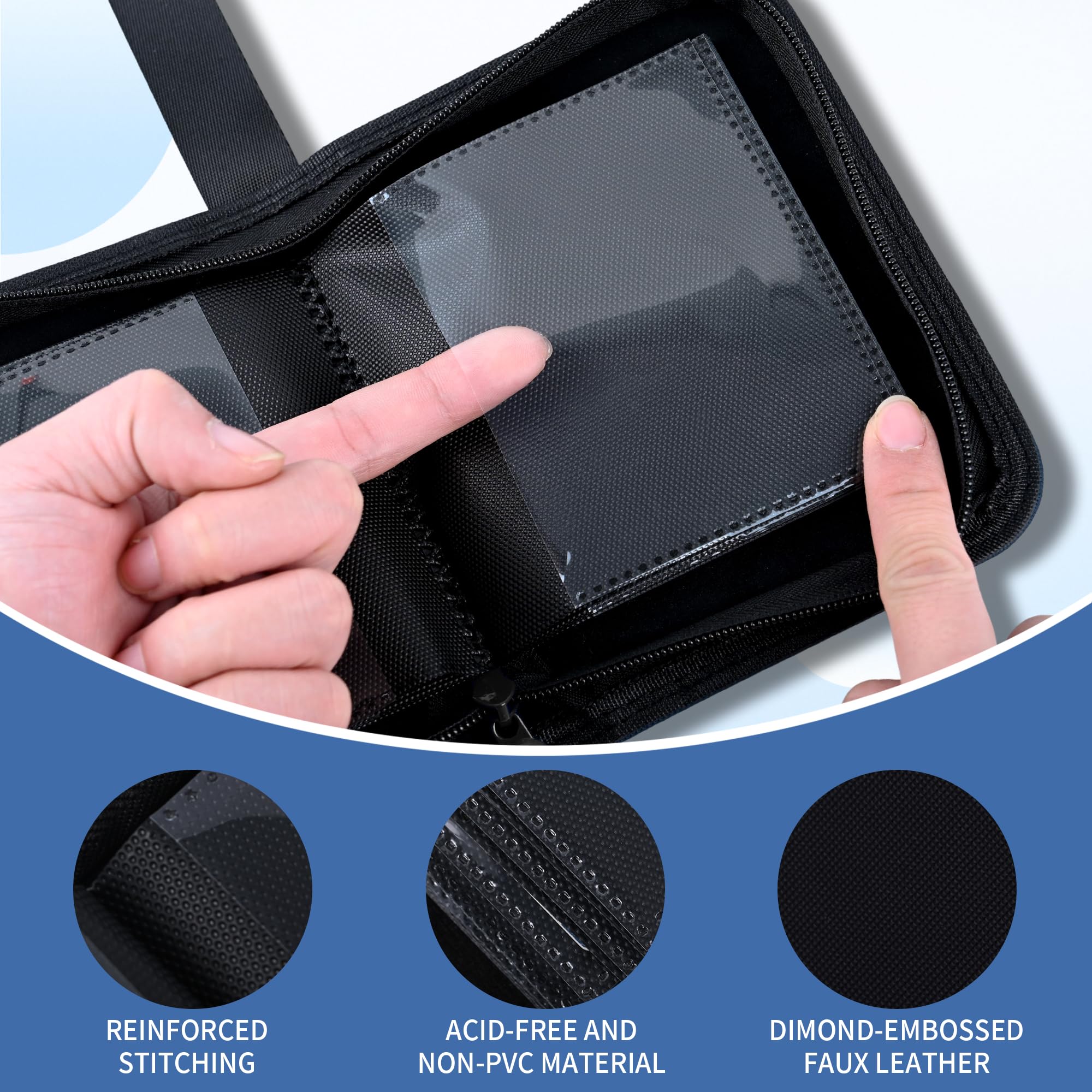 KMOPUYV 1-Pocket Toploader Binder – 40-Pocket Mini Trading Card Album for 3x4 Rigid Toploaders (Black)