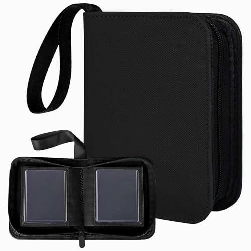 KMOPUYV 1-Pocket Toploader Binder – 40-Pocket Mini Trading Card Album for 3x4 Rigid Toploaders (Black)