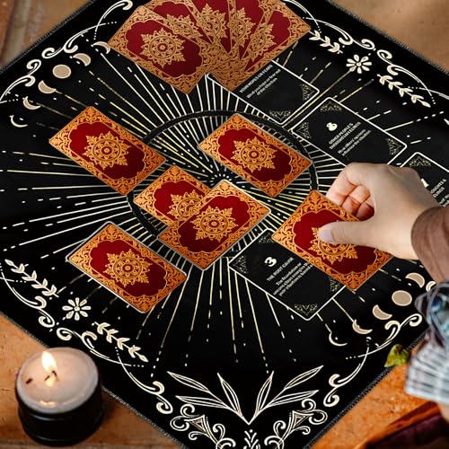 Knana Black Velvet Celtic Cross Tarot Cloth – Altar Mat for Divination (23.62 x 23.62 Inches)