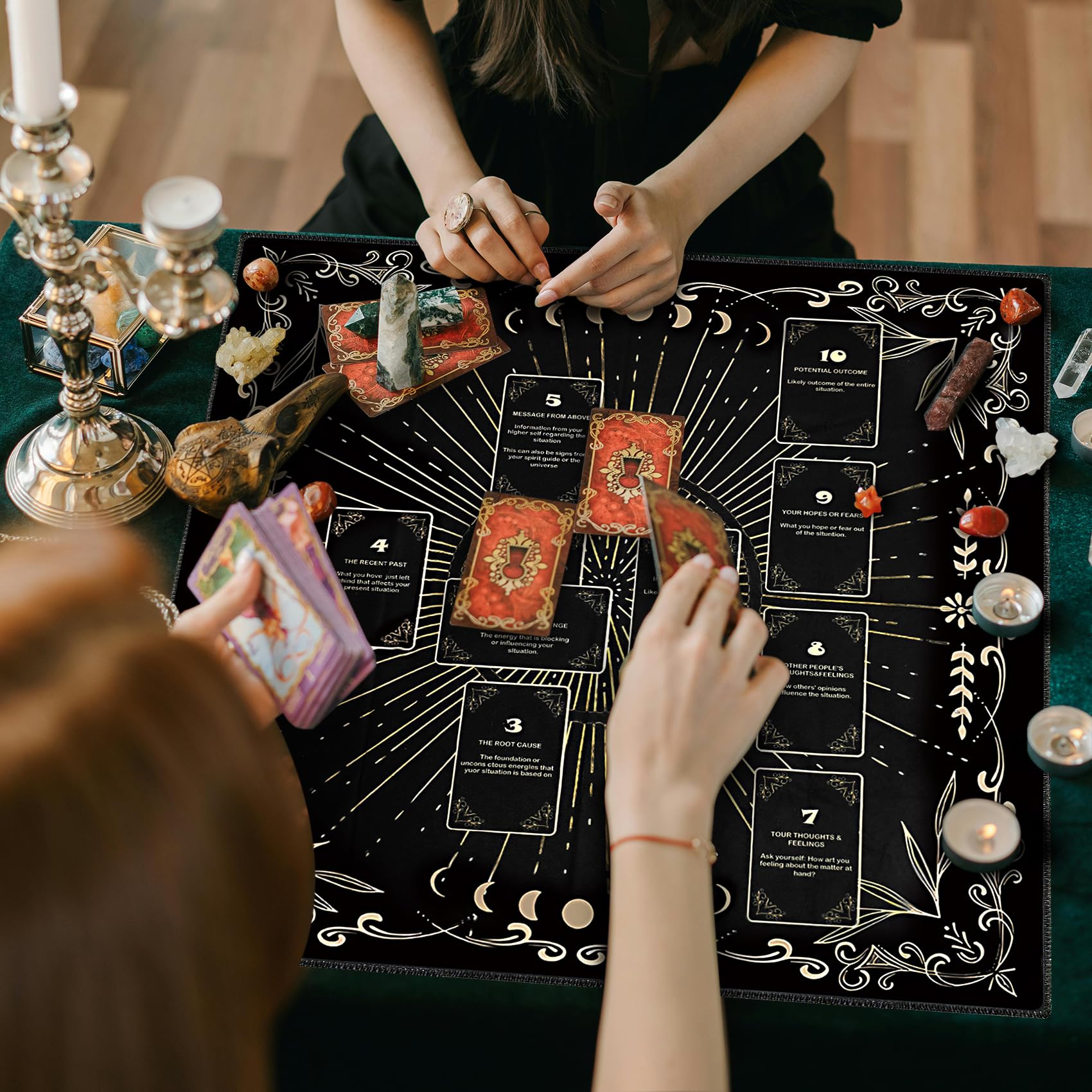 Knana Black Velvet Celtic Cross Tarot Cloth – Altar Mat for Divination (23.62 x 23.62 Inches)