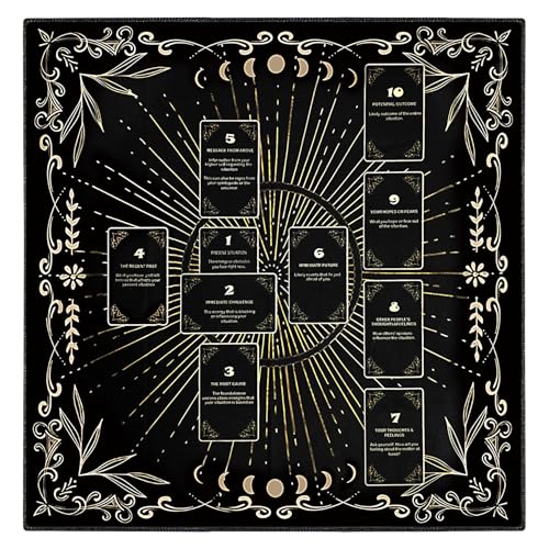 Knana Black Velvet Celtic Cross Tarot Cloth – Altar Mat for Divination (23.62 x 23.62 Inches)