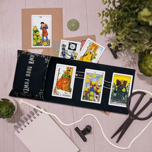 Knana Linen Tarot Card Bag with Coin – 2-Piece Storage Set for Tarot Decks, Oracle Cards, and Witch Tools (Snake Design)
