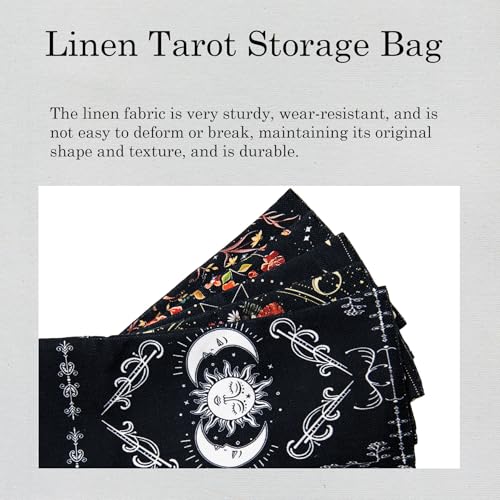 Knana Linen Tarot Card Holder Bag with 3 Display Racks and Tarot Coin – Large Storage for Oracle Cards, Dice, and Witch Tools