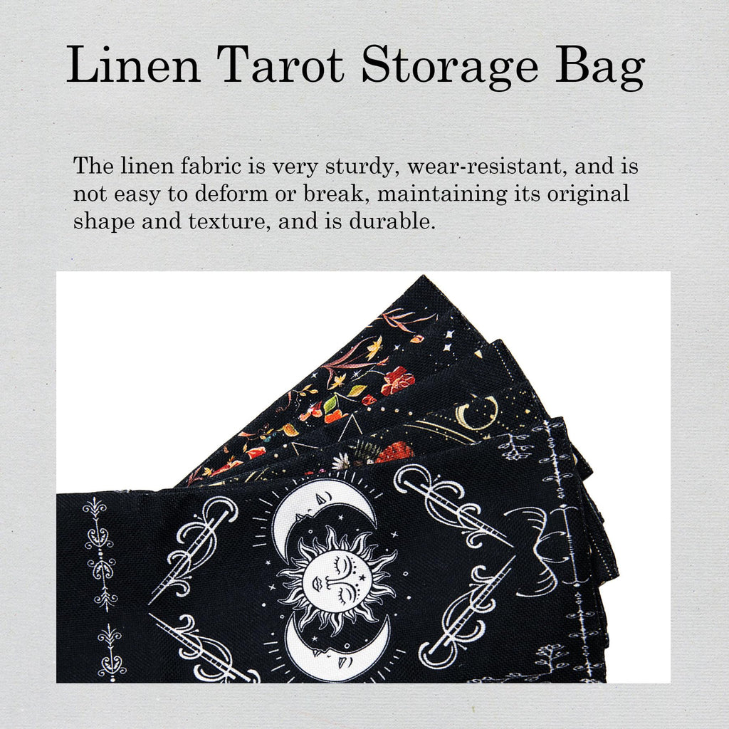 Knana Linen Tarot Card Holder Bag with 3 Display Racks and Tarot Coin – Large Storage for Oracle Cards, Dice, and Witch Tools
