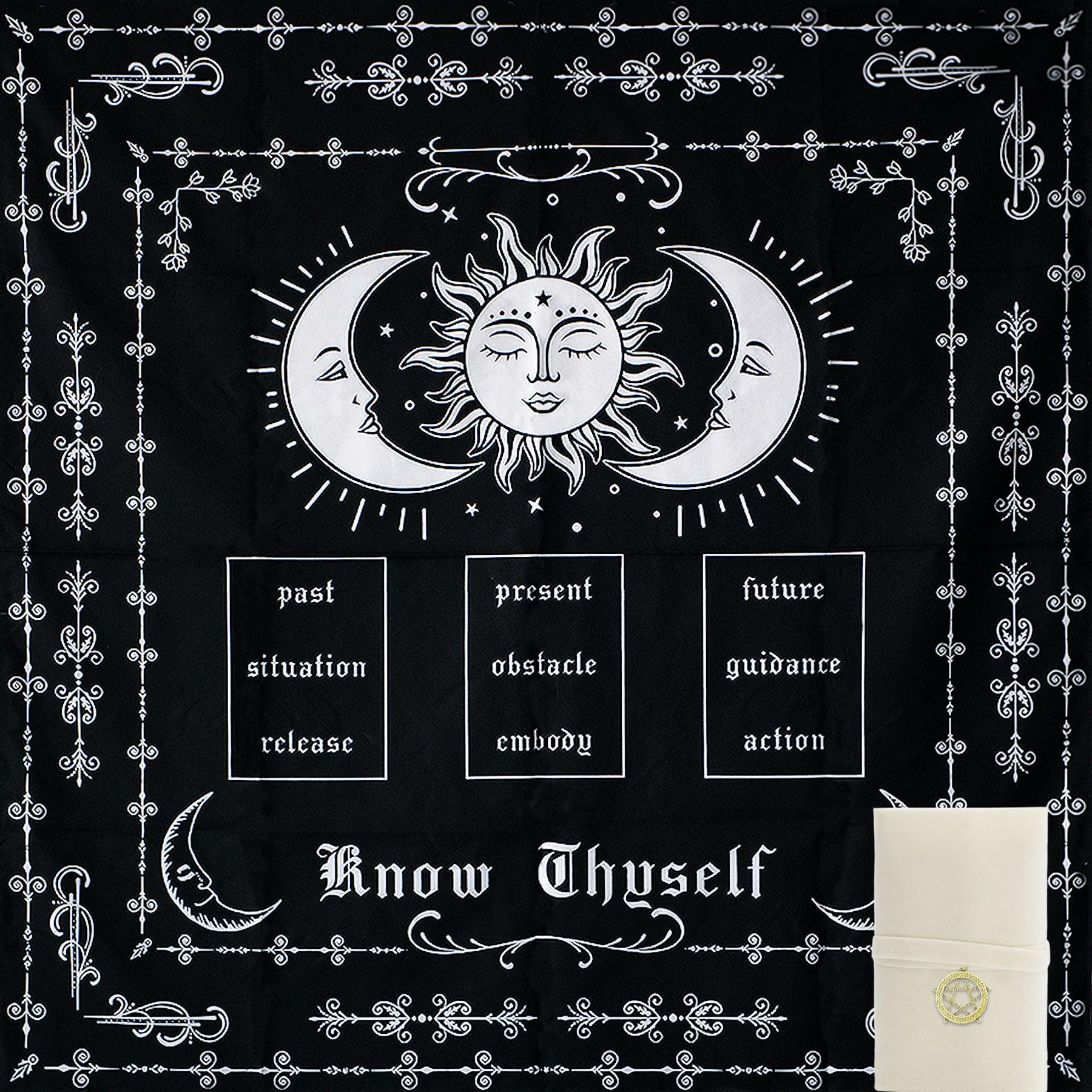 Knana Tarot Altar Cloth Set with Velvet Bag - 29.5 Inch Square Polyester Mat