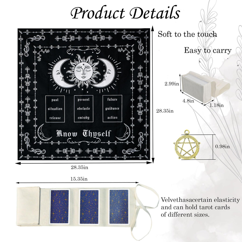 Knana Tarot Altar Cloth Set with Velvet Bag - 29.5 Inch Square Polyester Mat